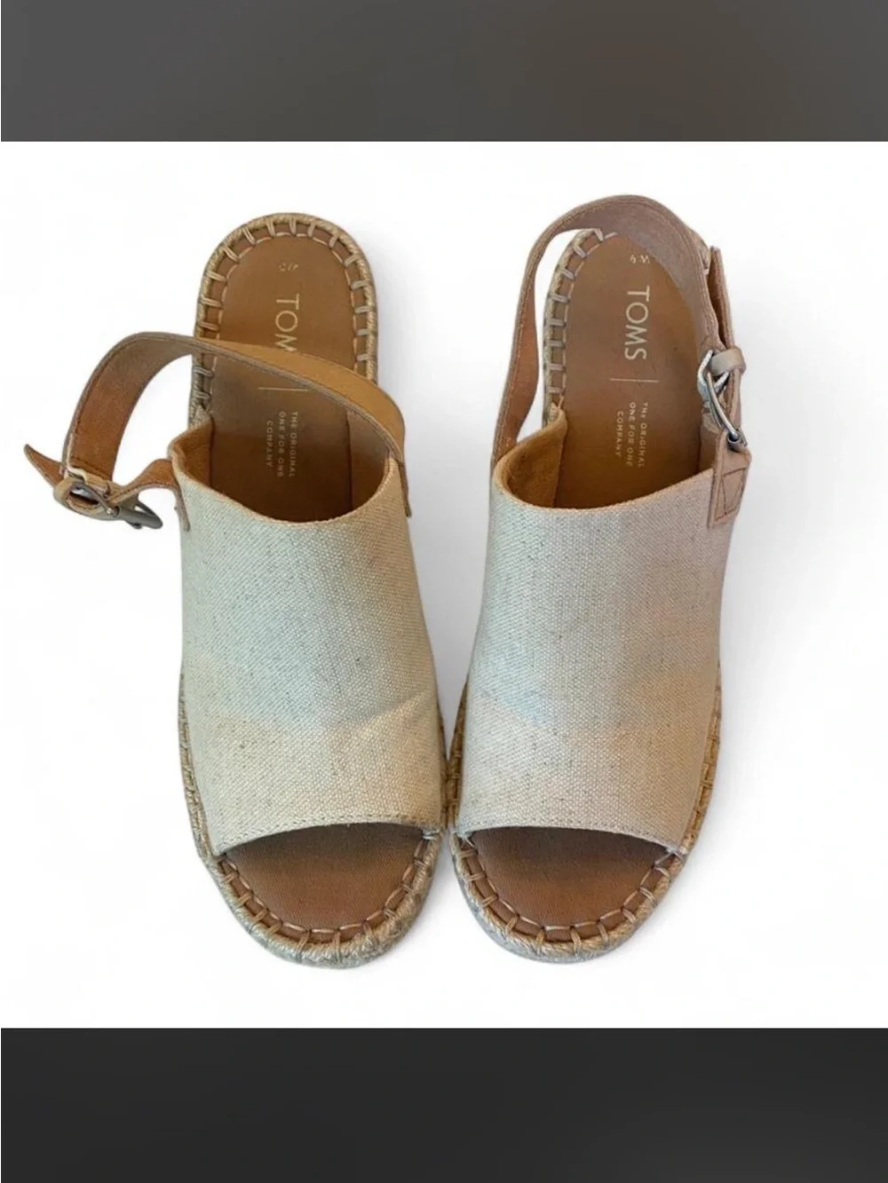 Toms Wedge Espadrille Heel Slingback Sandals Jute Wrapped Size 9
